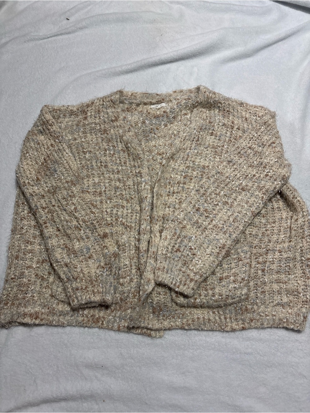 Maurices Neutral Speckled Cream Knit Cardigan